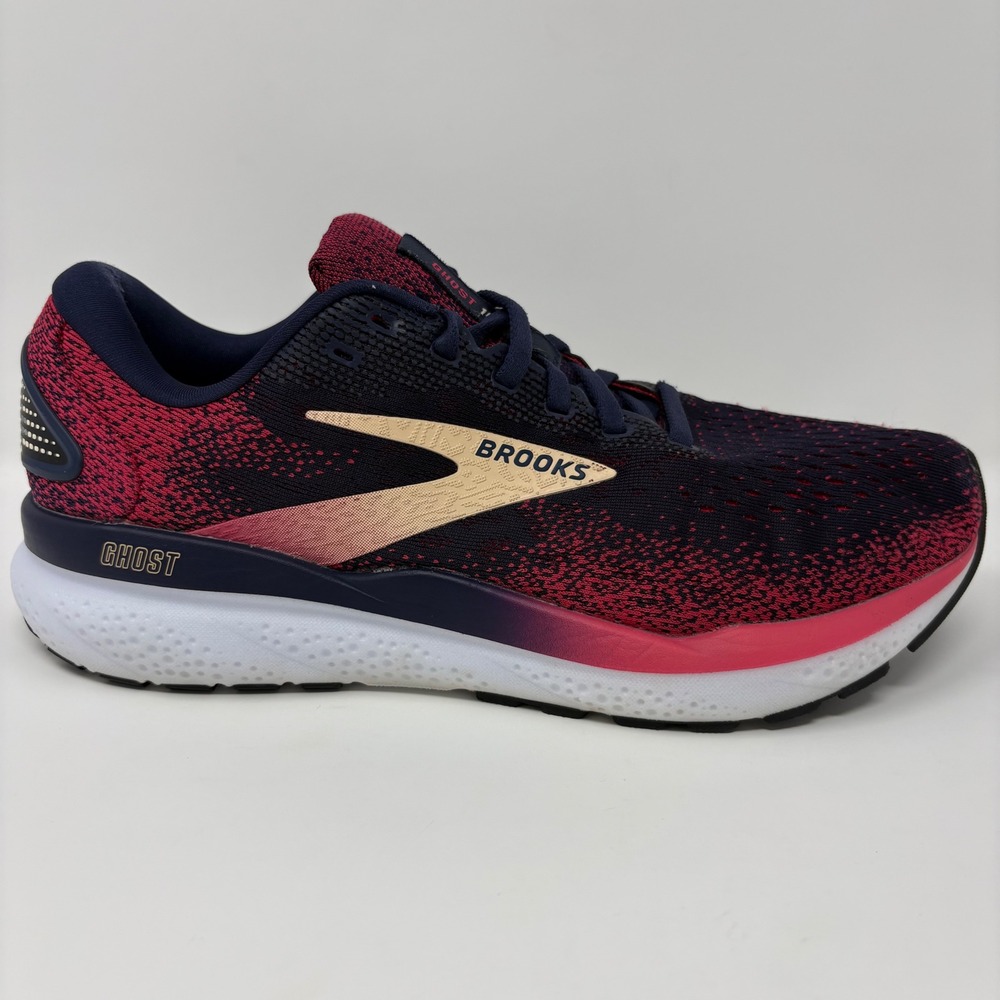 Brooks Ghost 16 Women's Size 8.5 Wide Navy Red Running Shoes (1204071D422)